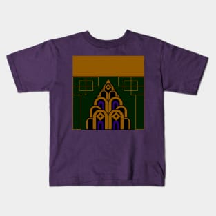 Art Deco Skyline - Gold, Green, Purple Kids T-Shirt